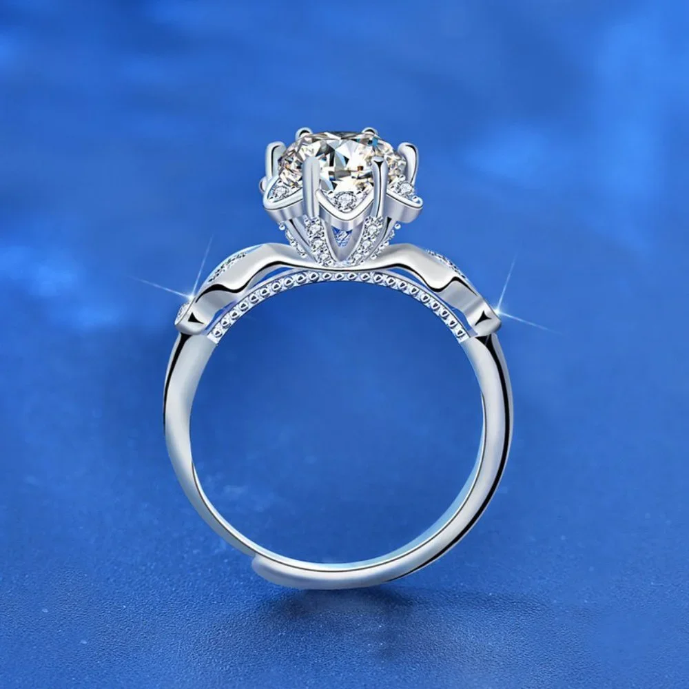 Certified 1ct. t.w. Moissanite Diamond Flower Ring NEW F
